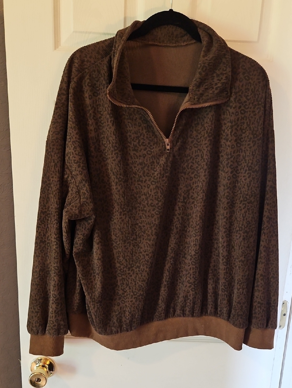 Brown Quarter-Zip Pullover Sweater
